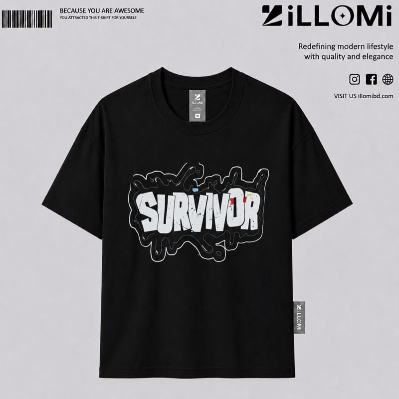 SURVIVOR Drop-Shoulder T-Shirt Black image 1