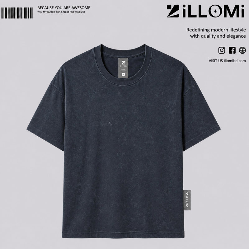 Acid Wash Drop-Shoulder Black image 1