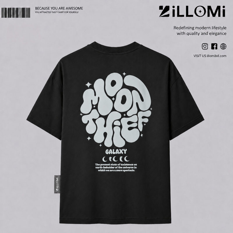 MOON THIEF GALAXY Dtf back and front Drop-Shoulder black image 2